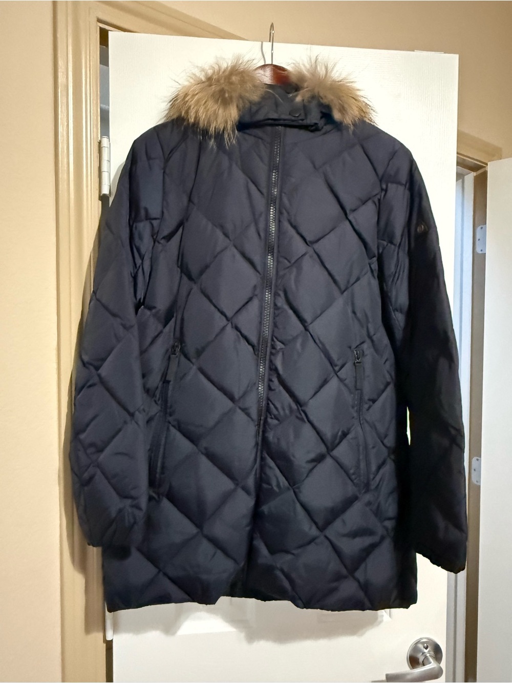 Bogner Quilted Hooded Winter Coat with Faux Fur Trim